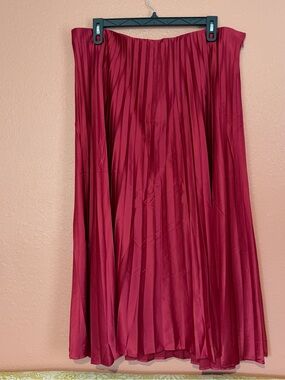 Pleated Midi Skirt in Deep Berry